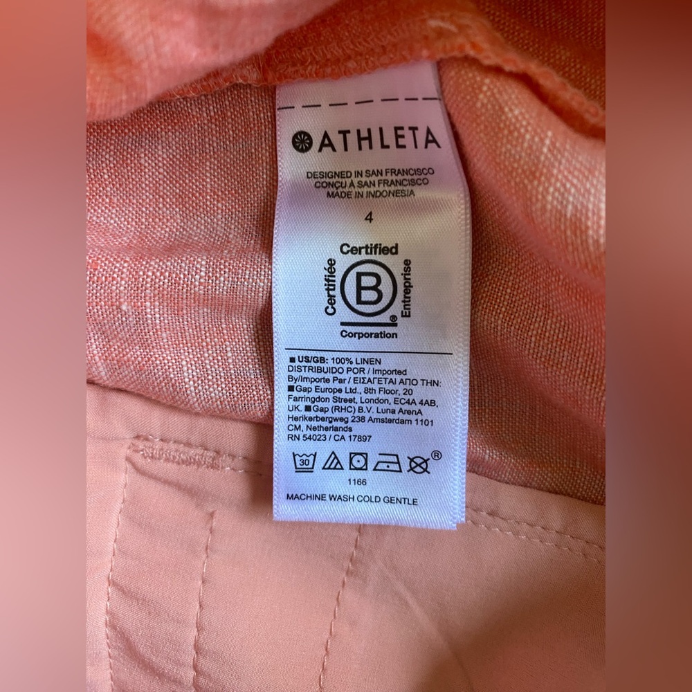 Athleta women’s Peach Drawstring Linen Pants Size 4 - Picture 7 of 8